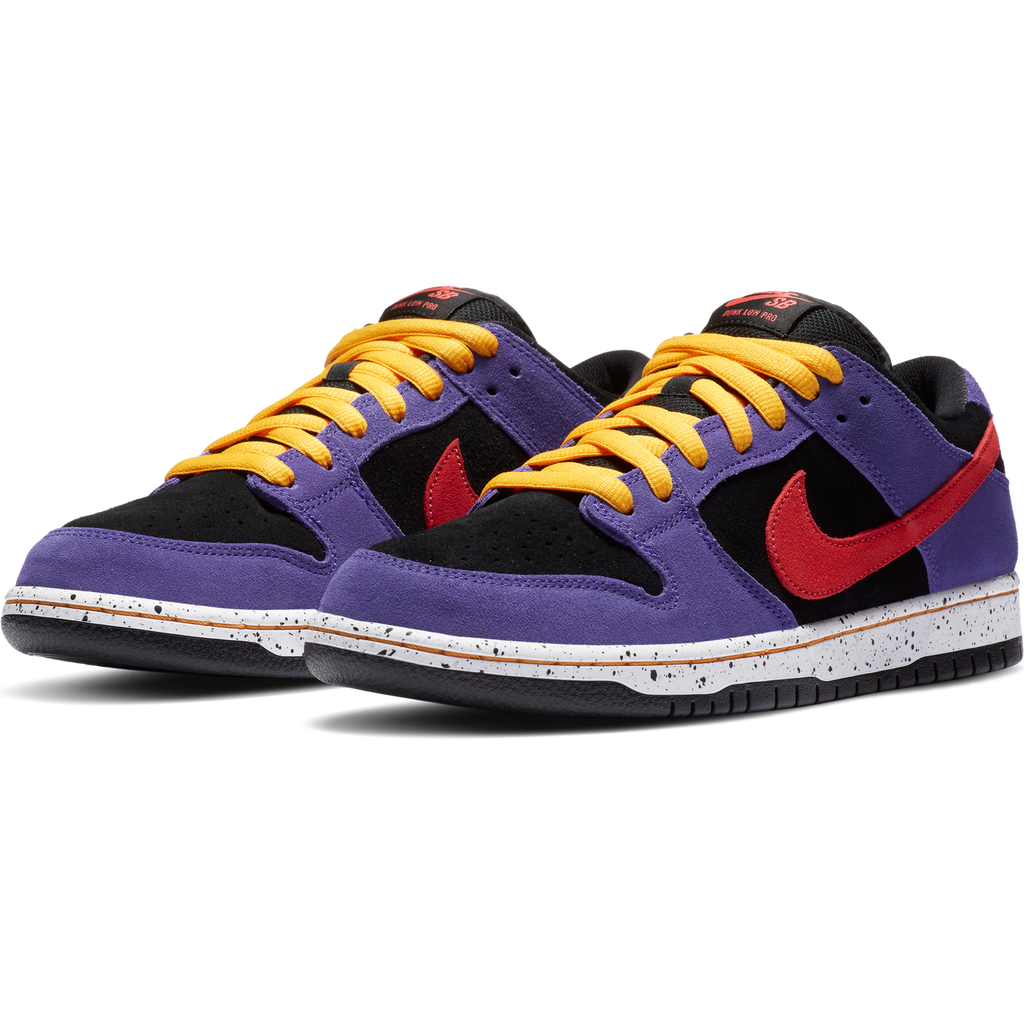 nike sb dunk low pro black sunburst varsity purple