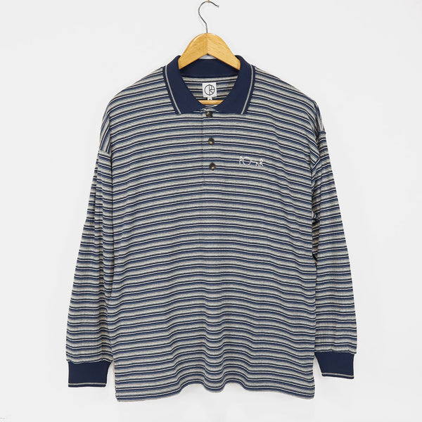 Pass Port Skateboards - Stacked Tilde Longsleeve Polo Shirt - Navy