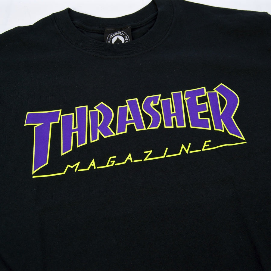 Thrasher - Outlined T-Shirt - Black / Purple | Welcome Skate Store