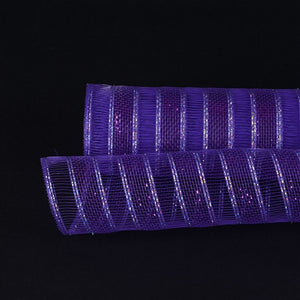 Purple Deco Mesh Eyelash Metallic Stripes - 
