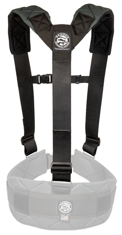 Back of gunmetal grey suspenders