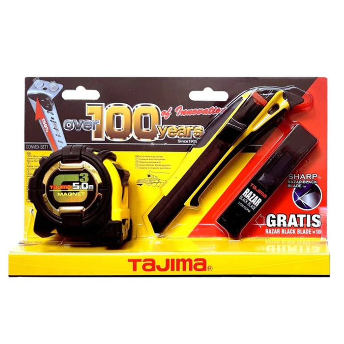 Tajima Convex Set With Measuring Tape, Cutter Knife and Cutter Knife Blades - TajimaTF Tools Ltd