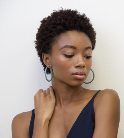 Large jade green statement hoop earrings