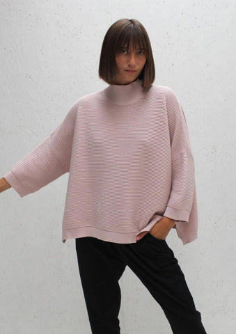 Women's pink oversized high neck knit jumper