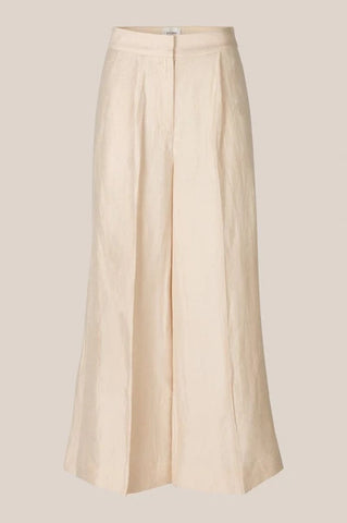 Wide Leg Ivory Linen Trousers