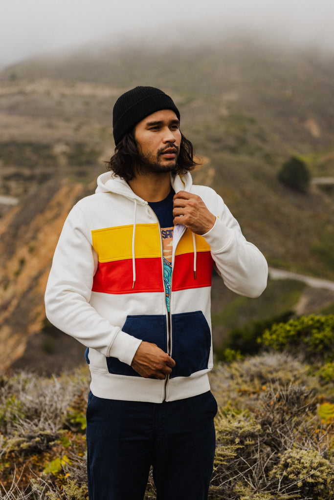 Men's PCH Full Zip Hoodie - Stripe&comma; White Sand