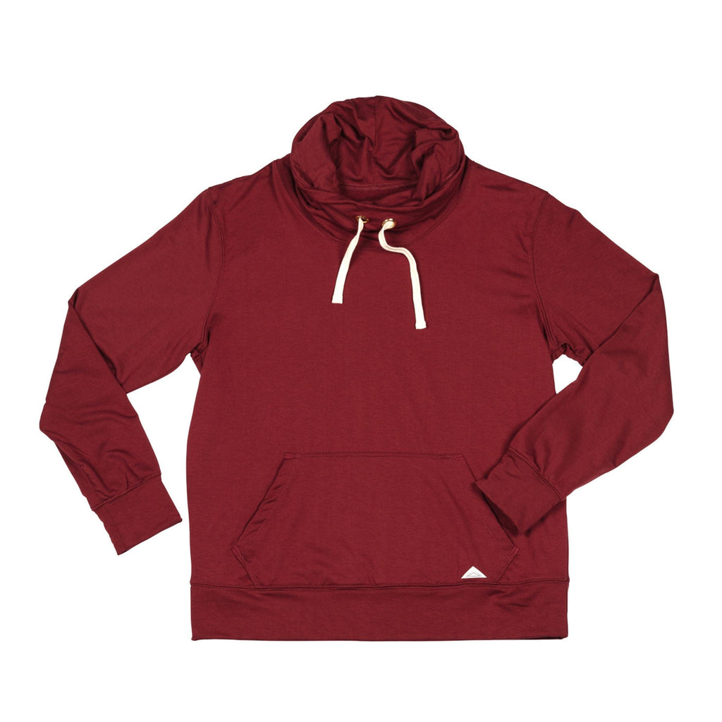 Women's Wagyu Fleece Cowl Neck - Burgundy&quest;