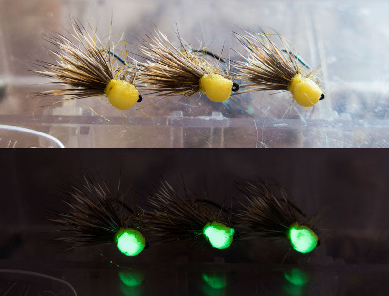 Glow in the dark dry fly