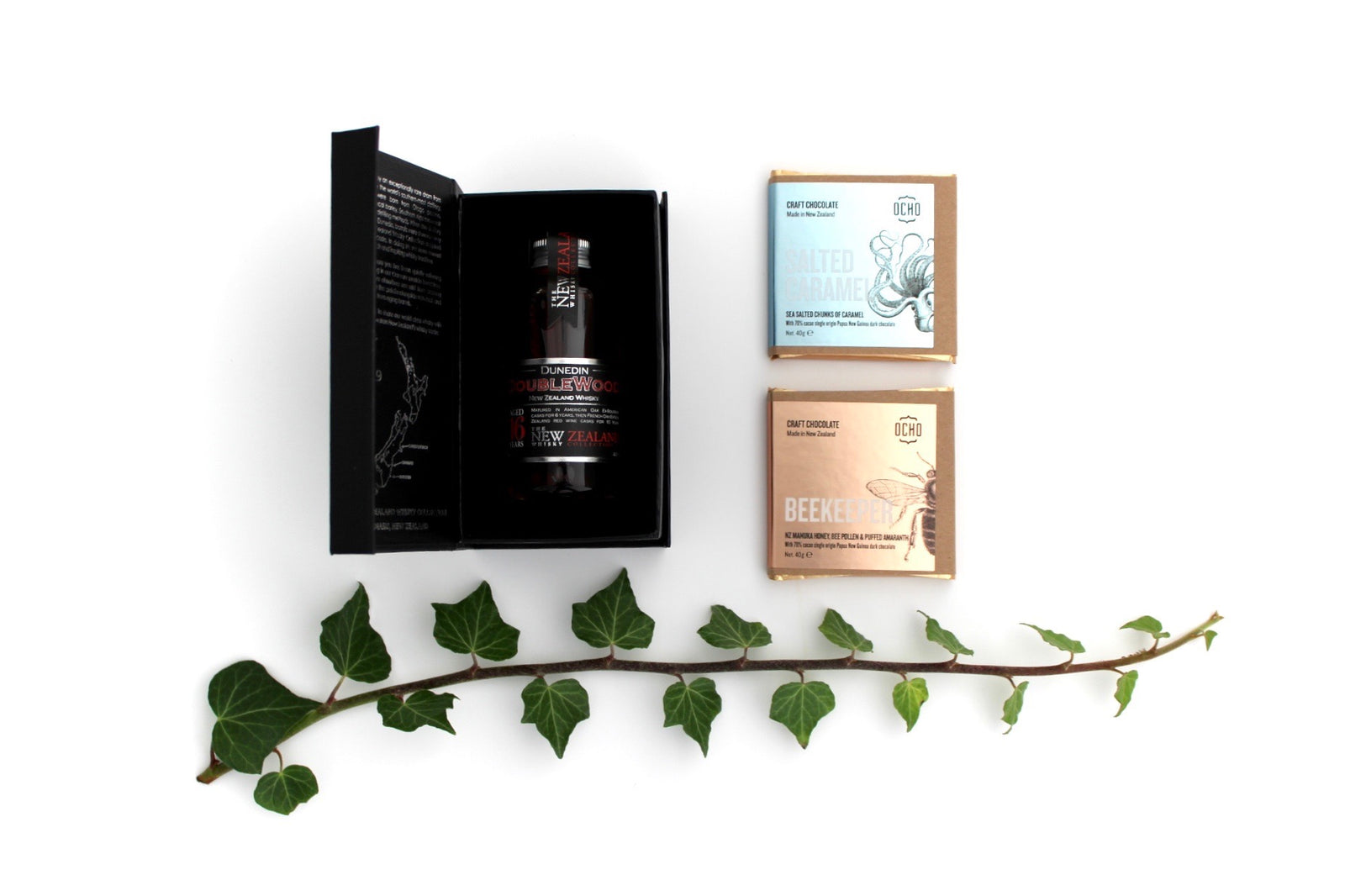 NZ Whisky Gift Set with Ocho Chocolate Gift Saint Fine