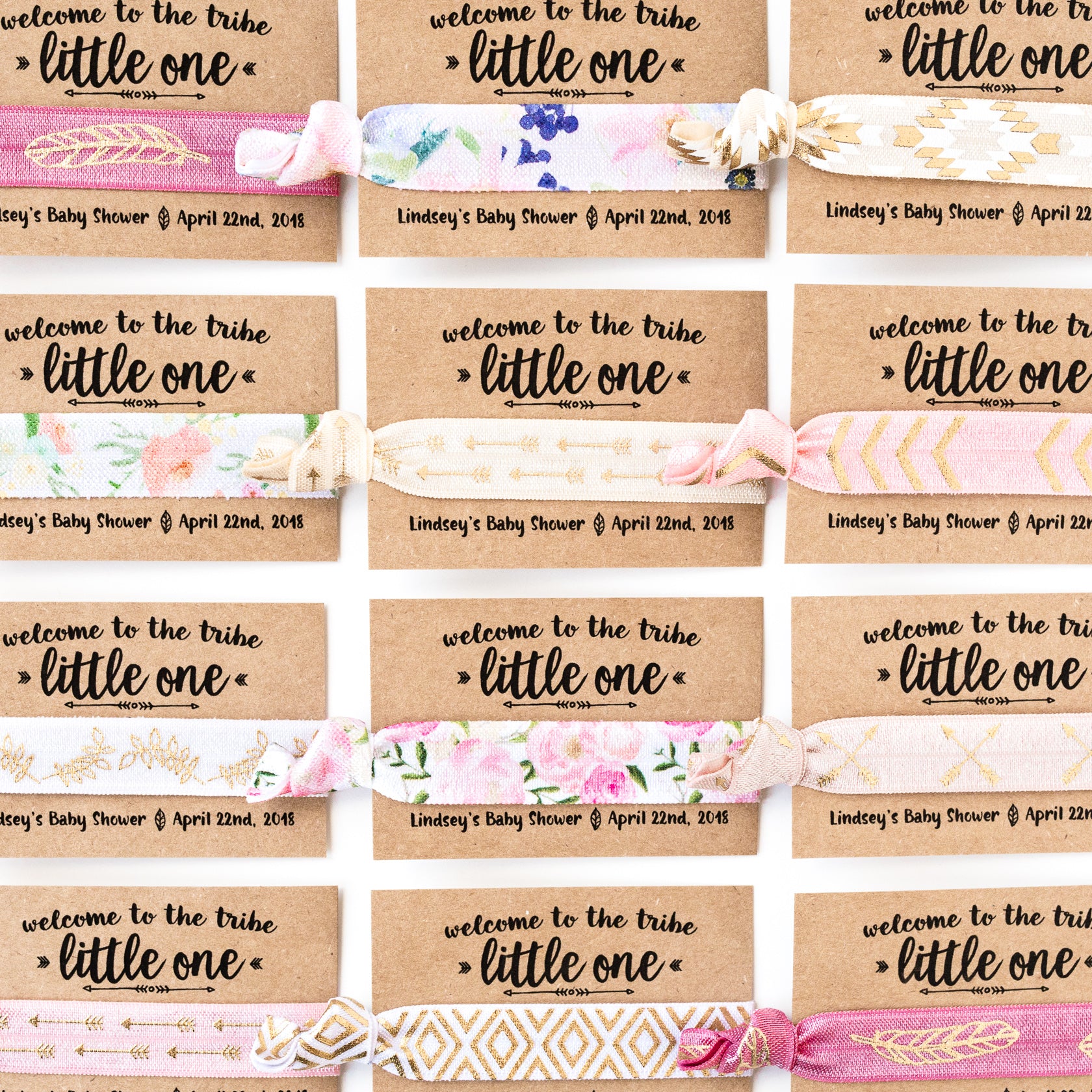 hair tie baby shower favors