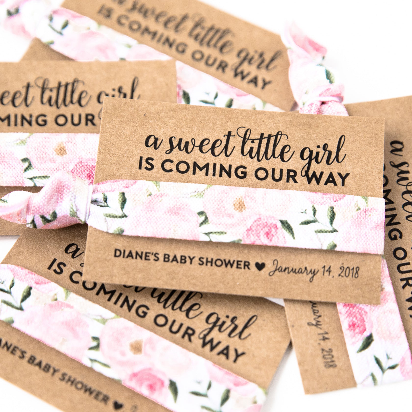 hair tie baby shower favors