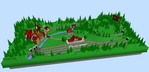 N scale track plan with a castle