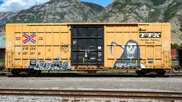 Spooky boxcar graffiti