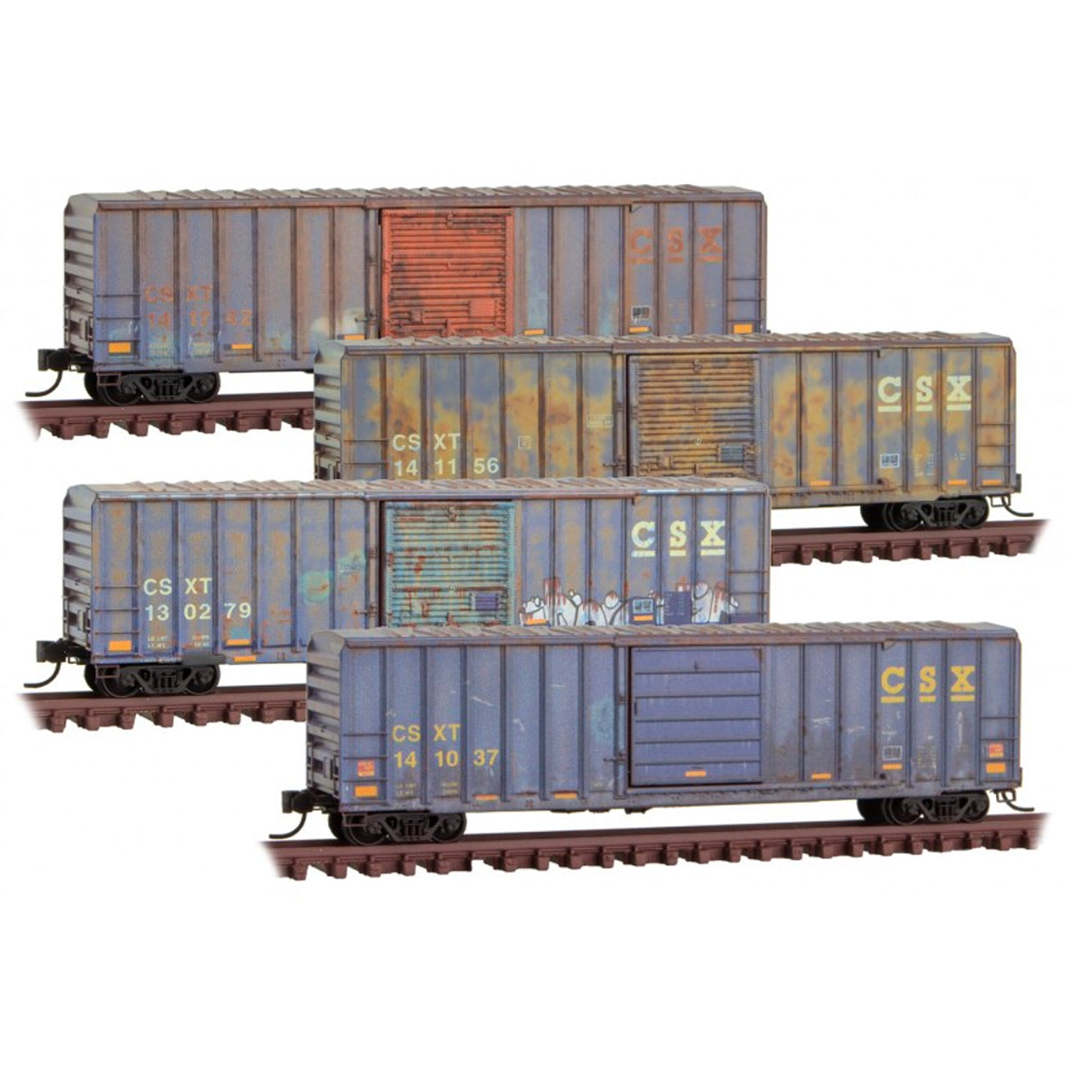 N Scale 50 Rib Side Box Car Csx Weathered 4 Pack Trainlife Com