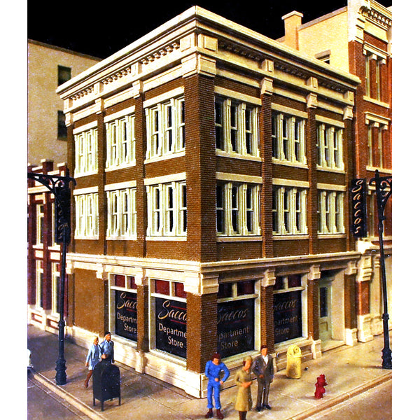 Model downtown building for model train set