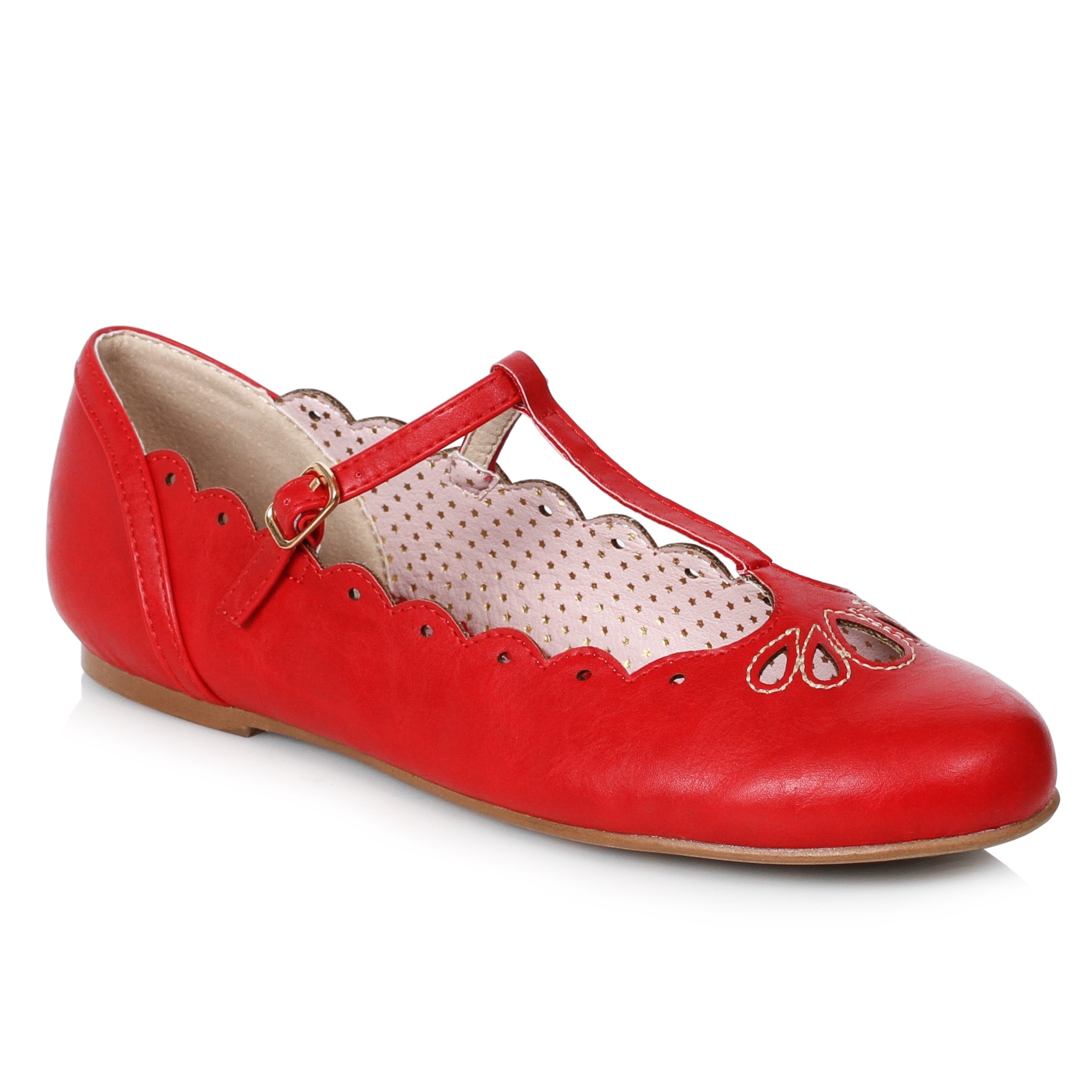 red t strap shoes