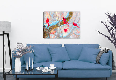 Cardinal - Canvas Art Painting Hung on Living Room Wall