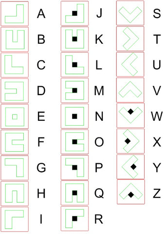 Pig Pen Cipher Letters and Symbols Picture