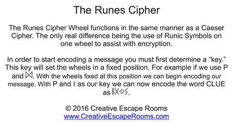 Rune chiffer escape room prop