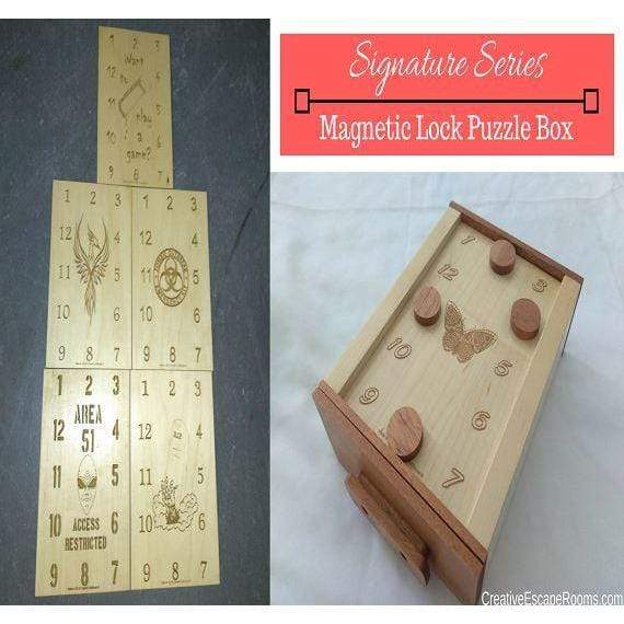 Boîte à puzzle pour salle d'évasion avec serrure magnétique à double tiroir  - Creative Escape Rooms
