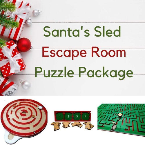 Jultomtar pusselpaket med escape room-tema