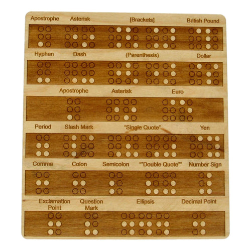 Tableta de aprendizaje de moneda y puntuación Braille de madera - Herramienta de enseñanza educativa Montessori