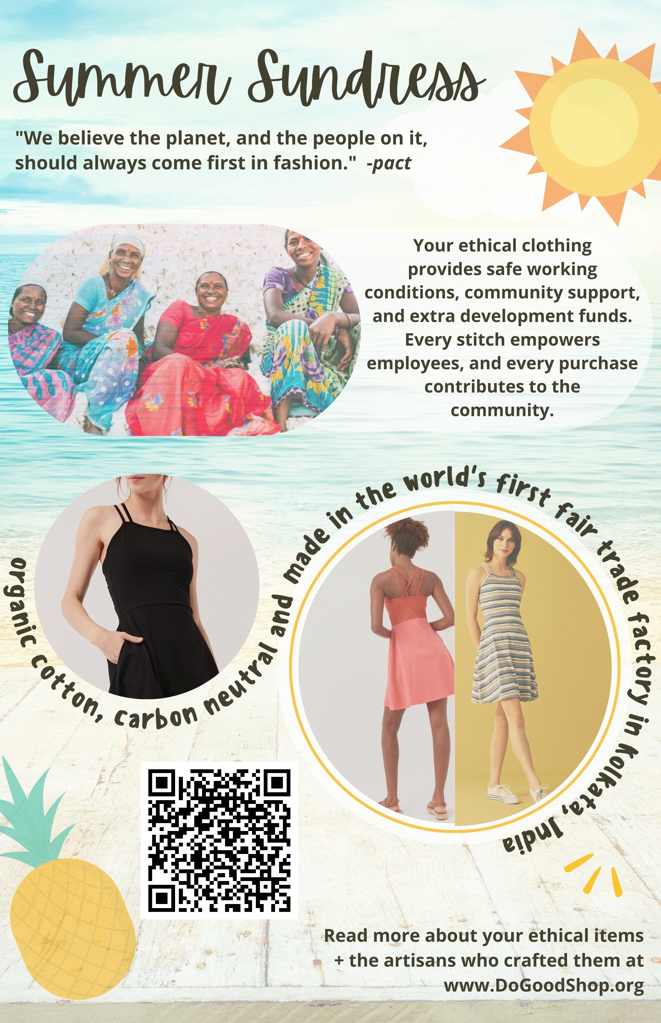 summer sundress pockets black colorful do good shop subscription box insert info card