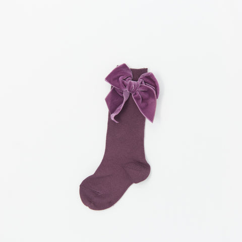 Grey Knee High Socks with Velvet Bows – Petite Maison Kids