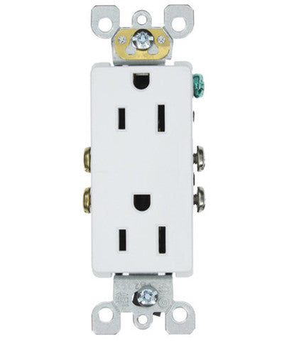 15 Amp 125 Volt, Decora Duplex Receptacle, Residential Grade, Self