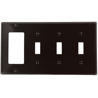 4-Gang, 3-Toggle, 1-Decora/GFCI Device, Combination Wall Plate, Standa - Leviton