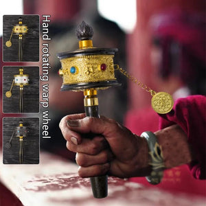 Tibetan Special Crafts Prayer Wheel Alloy Metal Hand Cranking Carving Crystal Decor Prayer Wheel Crafts Exquisite Buddhist Gift - Vimost Shop