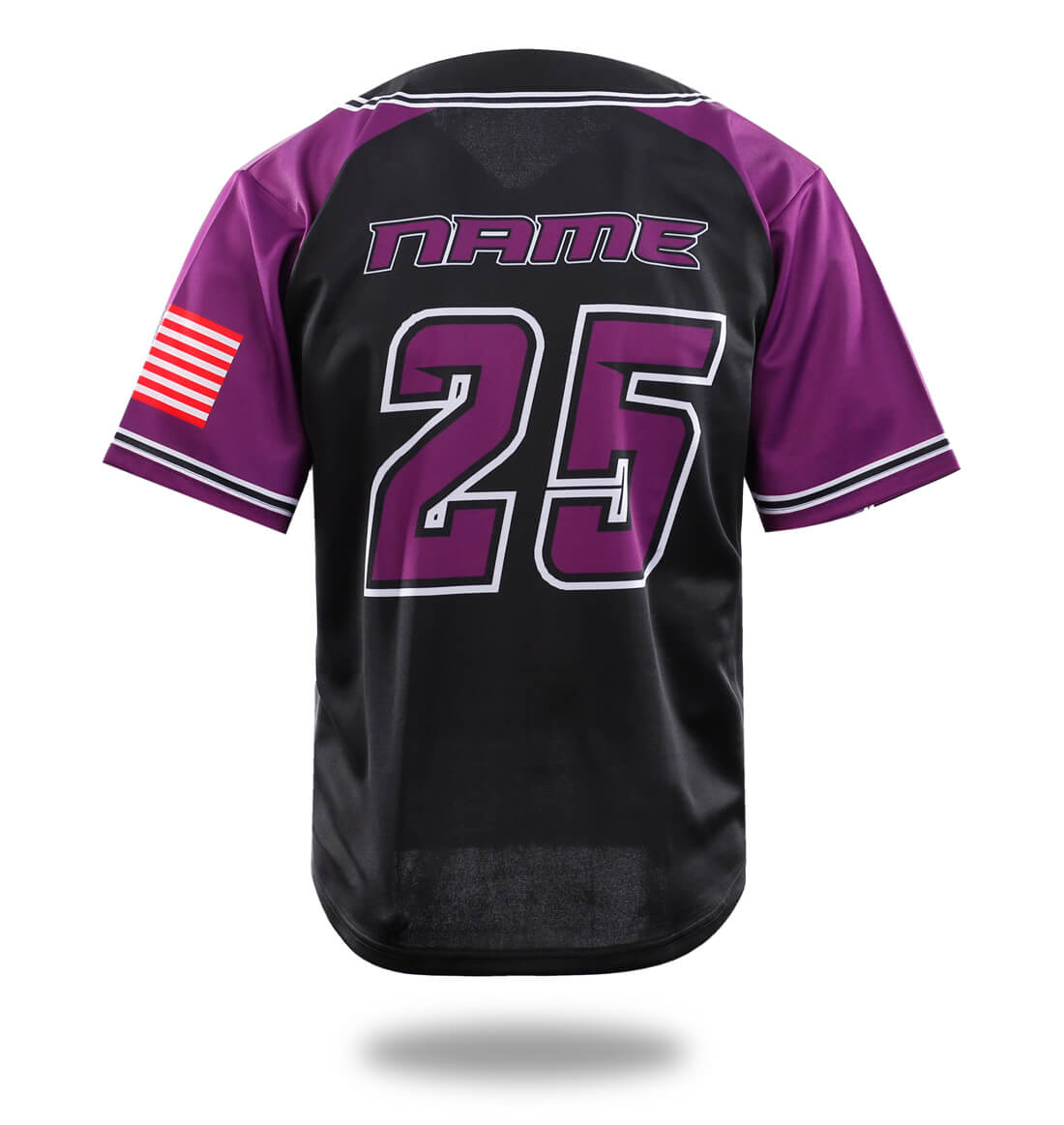 black and purple baseball jersey