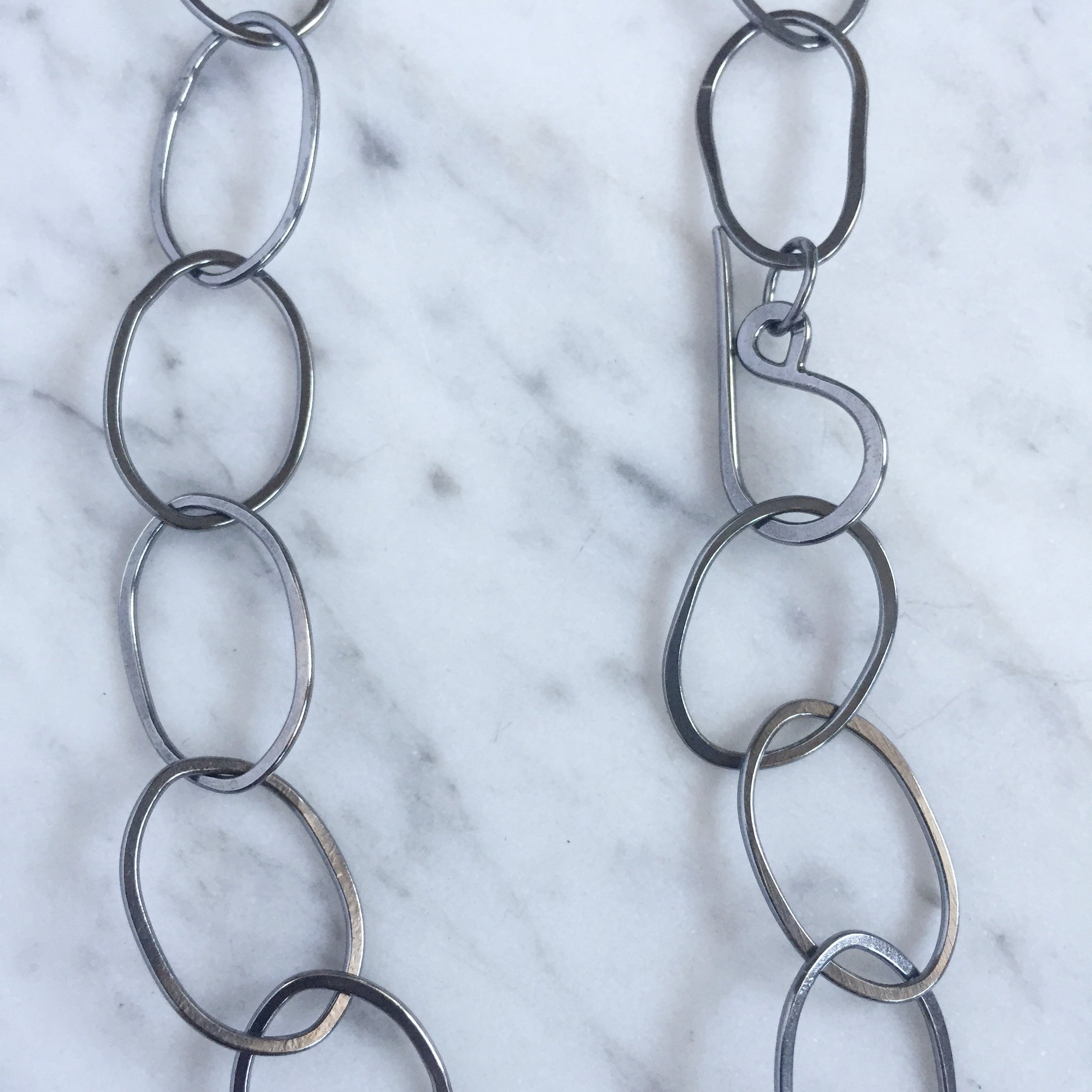 Organic oval handmade chain necklace