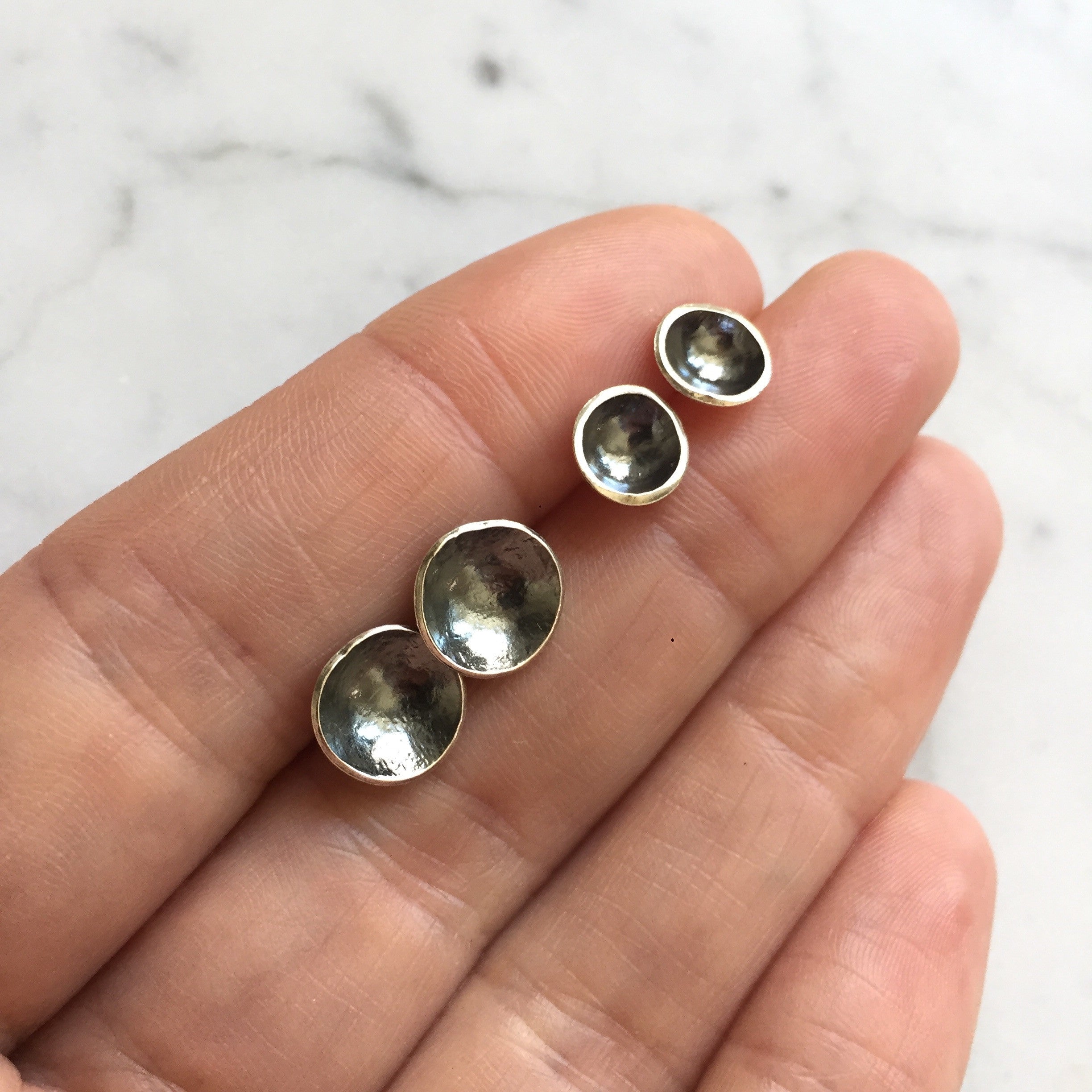 Oxidized silver cup studs