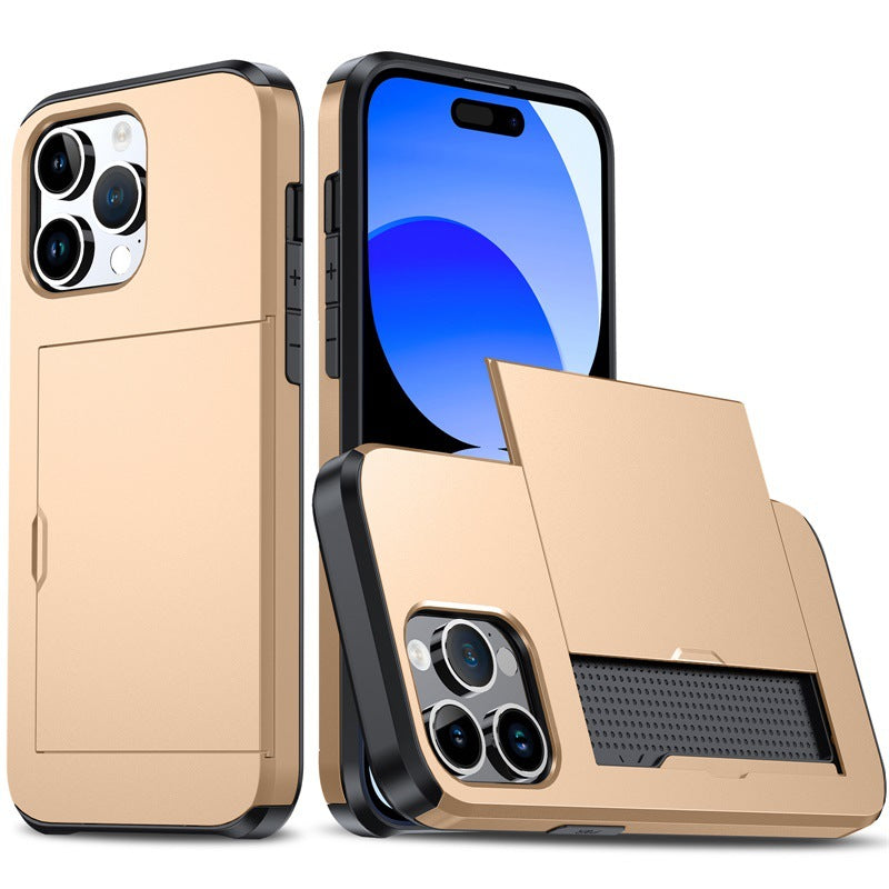 INSTOCK-iPhone 15/14 Wallet Case – Slide Card Holder & Anti-Fall - Image 5