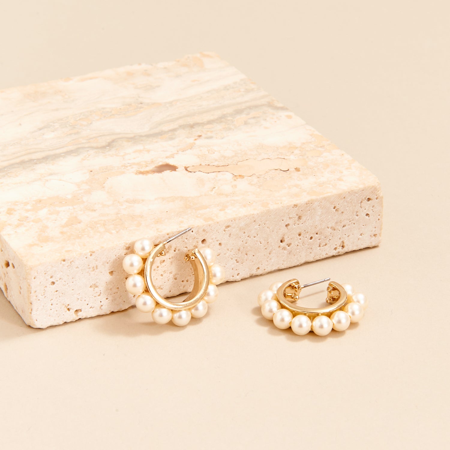 View Wynnie Pearl Hoop Earrings Cream