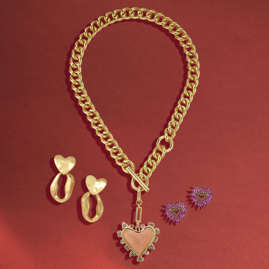 Juicy Couture Champagne Ombre Heart & Chain Necklace