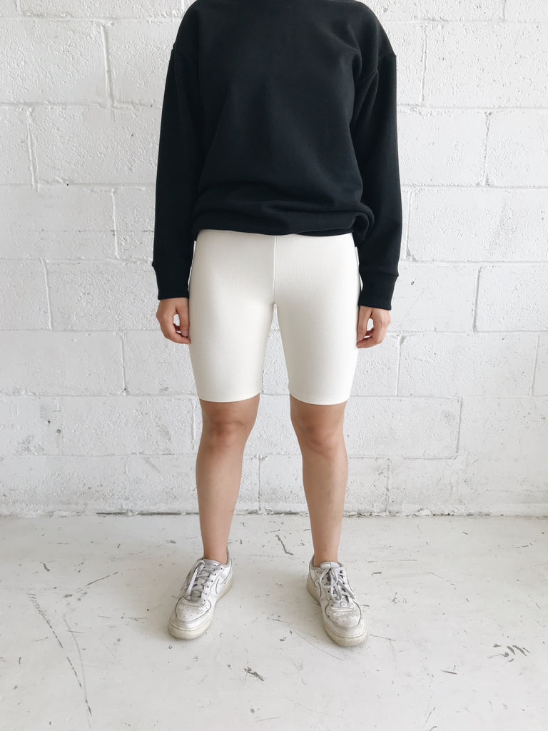 cream biker shorts