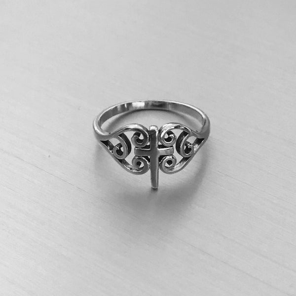 Sterling Silver Medieval Cross Ring, Silver Ring, Religious Ring ...