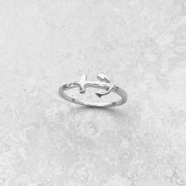 Sterling Silver Anchor Ring, Nautical Ring, Silver Ring, Love Ring, Bo ...