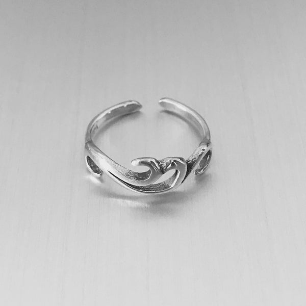 Sterling Silver Windy Waves Toe Ring, Silver Rings, Pinky Ring – Indigo 