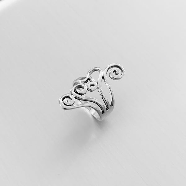 Sterling Silver Swirl Ring, Silver Ring, Statement Ring, Boho Ring ...