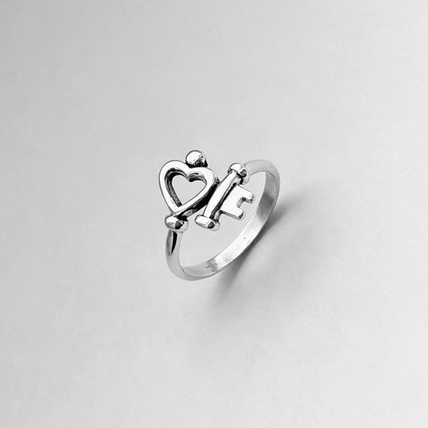 Sterling Silver Key To My Heart Ring, Silver Ring, Love Ring, Key Ring ...