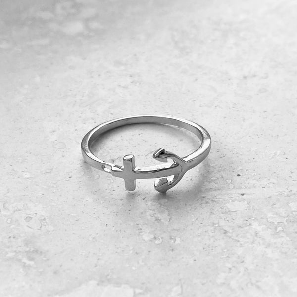 Sterling Silver Anchor Ring, Nautical Ring, Silver Ring, Love Ring, Bo ...