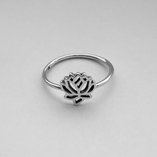 Sterling Silver Small Lotus Flower Ring, Silver Rings, Lotus Ring, Spi ...