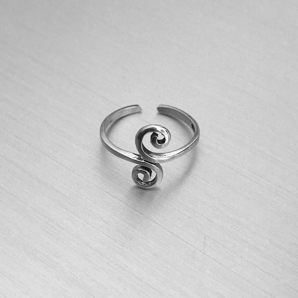 Sterling Silver Adjustable Double Swirl Toe Ring, Silver Ring, Boho Ri ...