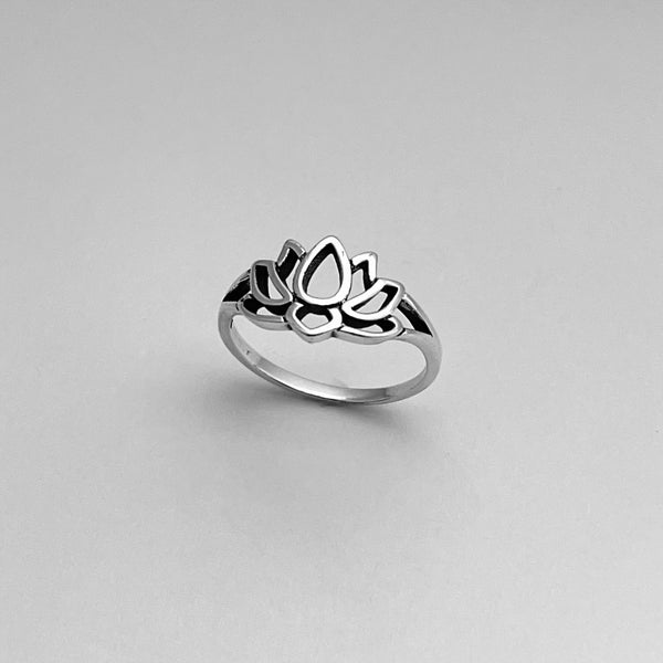 Sterling Silver Lotus Flower Ring, Lotus Ring, Yoga Ring, Silver Rings ...