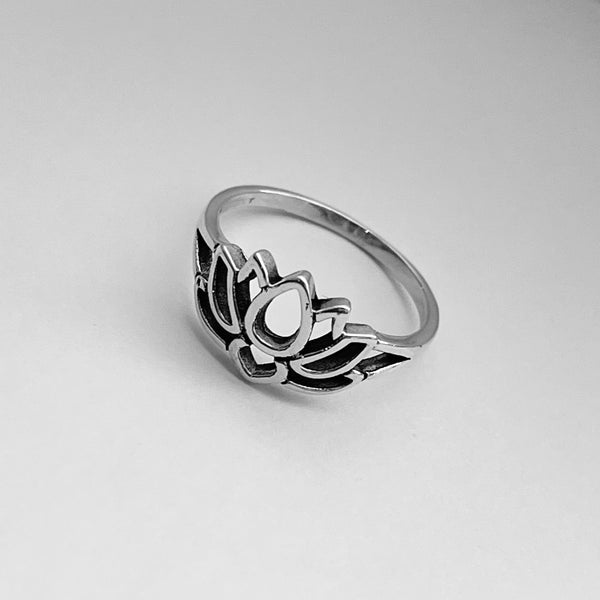 Sterling Silver Lotus Flower Ring, Lotus Ring, Yoga Ring, Silver Rings ...