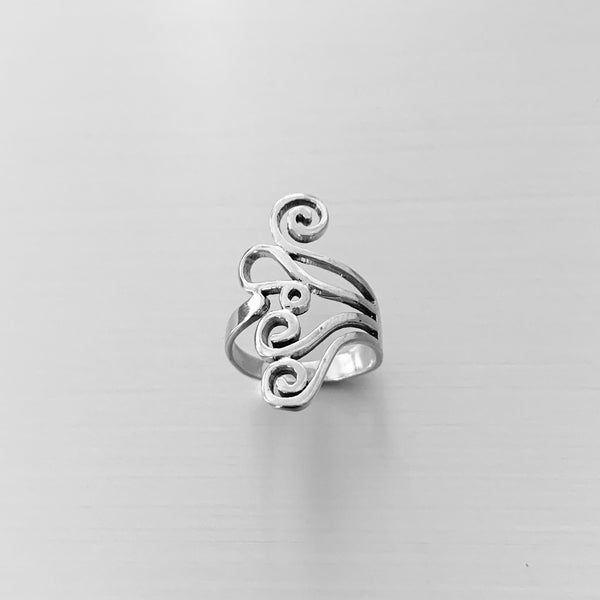 Sterling Silver Swirl Ring, Silver Ring, Statement Ring, Boho Ring ...