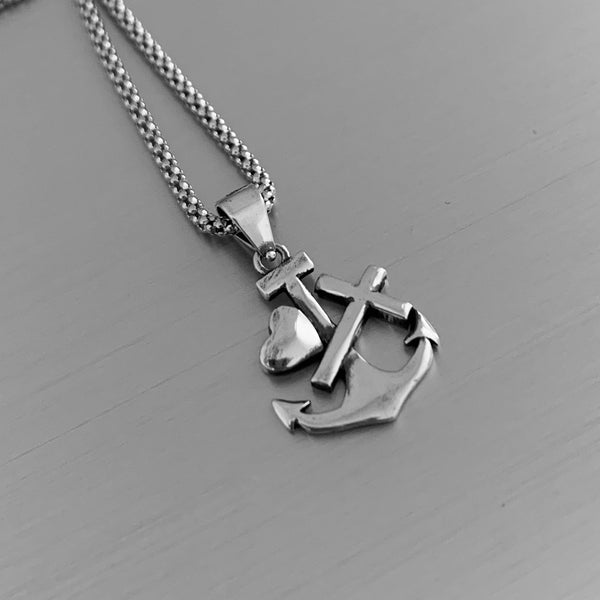 Sterling Silver Anchor Heart Cross Necklace, Anchor Necklace, Silver N ...